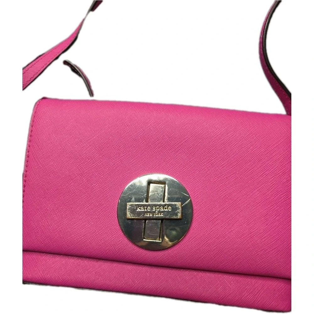 Kate Spade Newbury Lane Sally Crossbody Bag Hot Pink Saffiano Leather EUC!